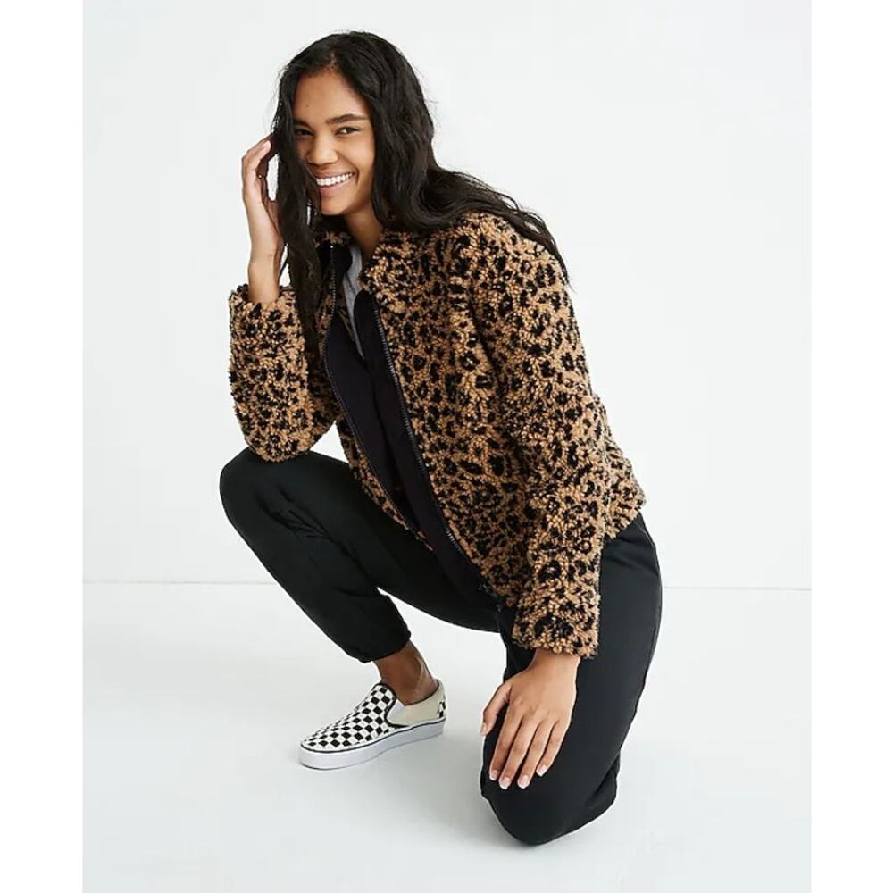 Madewell Sherpa Leopard Bomber Jacket